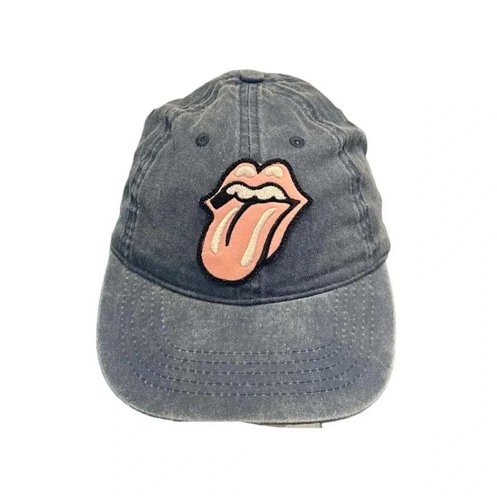 Washed Blue Baseball Hat W/ Pink Embroidered Tongue Patch